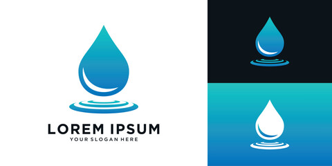 Blue water drop splash logo design