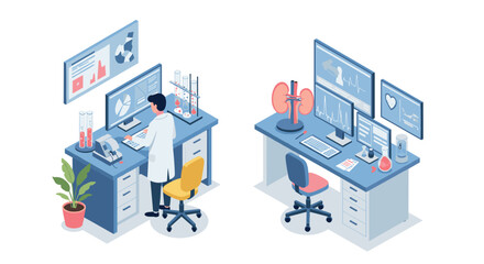 Obraz premium Scientist analyzing data in modern laboratory with advanced technology and equipment