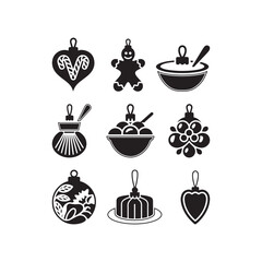 Holiday Food Ornament Silhouette Set – Mince Pie, Matcha & Butter.