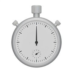 Classic Silver Stopwatch With White Face And Black Markings Isolated On Transparent Background For Timekeeping And Measurement
