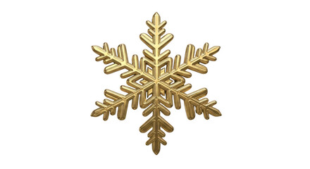 Golden snowflake isolated on transparent background, a festive winter decoration