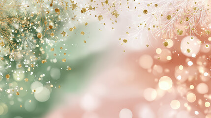 Obraz premium Elegant festive abstract background with golden elements, soft pastel colors, and sparkling textures for holiday themes