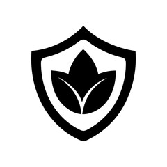 Simple eco shield with leaf icon vector design for green environment and natural protection art