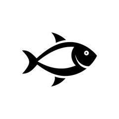 Minimal seafood fish symbol icon vector with white background for restaurant and seafood design
