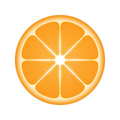 Bright Orange Citrus Fruit Slice With Glowing Center and Segmented Interior Against a Transparent Background Isolated Clean Graphic Design