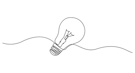 Electrical Energy light bulb Icon continuous single line art vector illustration,