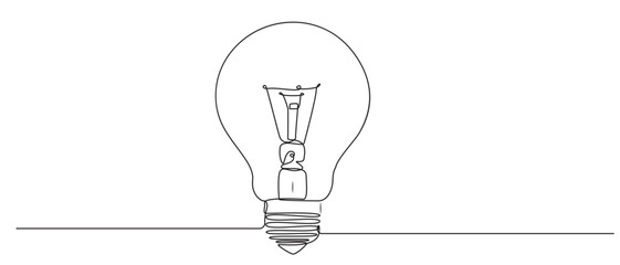 Electrical Energy light bulb Icon continuous single line art vector illustration,