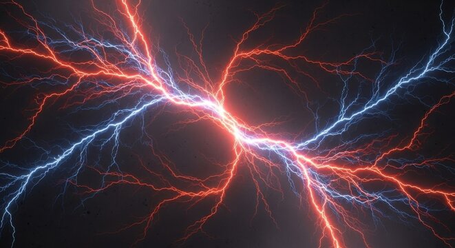 Powerful Energy Colliding Lightning Bolt Energy Discharge