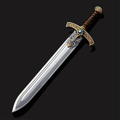 cartoon vector image of a dashing sword
