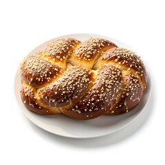 Golden Braided Sweet Bread with Glossy Sugar and Chopped Nuts
