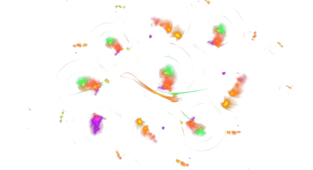 Mystical holographic light orbs in green, orange, and violet hues on Transparent canvas Clean PNG