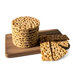 Danish Bread Discs Stacked on Wooden Board