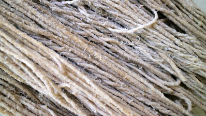 Close up texture of natural brown twisted fiber