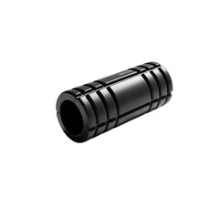 Durable black foam roller for targeted muscle relief, yoga, Pilates, and post-workout recovery, perfect for fitness blogs, gym ads, and e-commerce product listings,