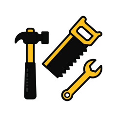 Tools icon isolated on transparent background, a simple and modern design with yellow