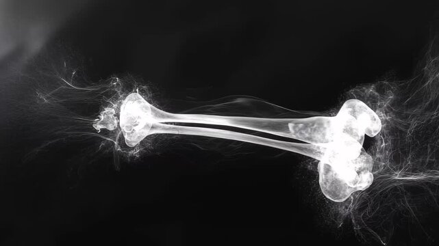 Bone structure displayed in detailed x-ray showing femur and knee joint from a medical examination