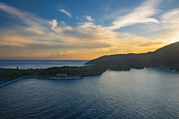 As the first light of dawn breaks over Haiti, a breathtaking sunrise landscape