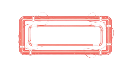 Realistic glowing red neon frame isolated on Transparent background. Vector neon light banners with shining effect. Bright neon sign plate Clean PNG