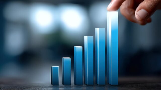 Rising bar chart representing business growth and economic progress