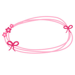 Pink oval frame with stars and bows