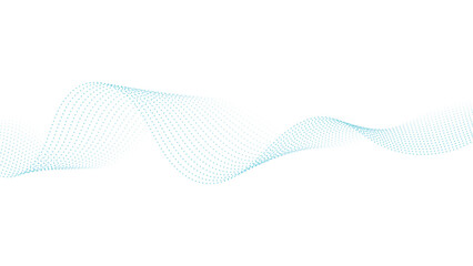 Modern abstract background with turquoise dotted wave pattern on white backdrop