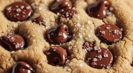 Delicious Chocolate Chip Cookie Detailed View Baked Confection Close-up