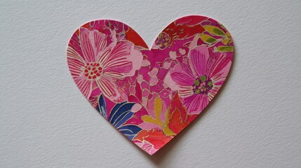 Colorful heart card designed for Mothers Day or Valentines Day, perfect for expressing love and appreciation with floral patterns and bright colors created in a cheerful setting
