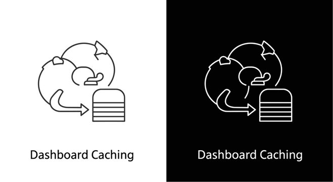 Dashboard caching icon with circular arrows and stacked data