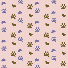 seamless paw pattern  with background 