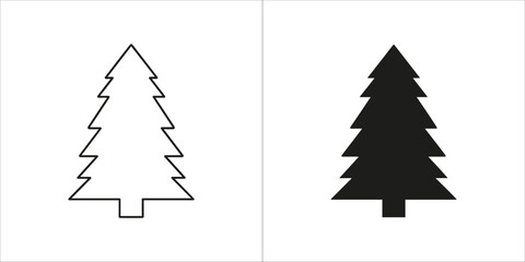 Obraz premium Christmas tree icon in black and white