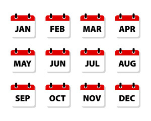 Months of the year calendar icons set
