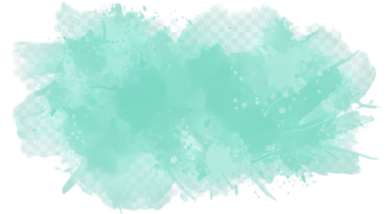 Abstract watercolor splash in light turquoise color with transparent edges and blurred texture effect