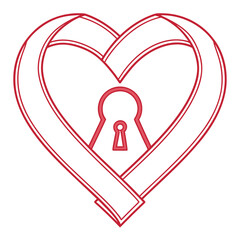 Red heart shape with a keyhole in the center, representing love and security