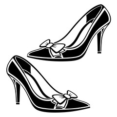 Elegant high heel shoes with bow design in black and white style