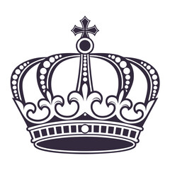 Royal crown graphic with ornate details and cross