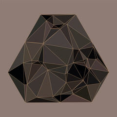 Dynamic abstract geometric design featuring complex faceted polygons and an intricate network of interconnected dark shapes, creating a modern digital art composition
