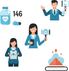 Vector illustration of health concept with people, medicine, and book