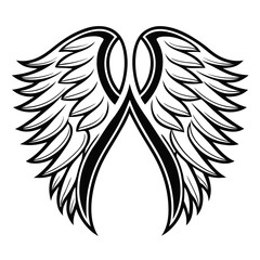 Stylized black angel wings illustration on white background