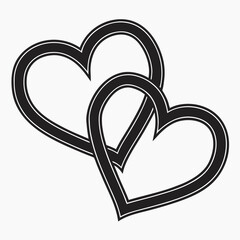 Two intertwined hearts graphic symbol representing love and connection