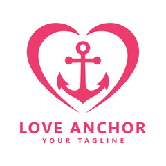Anchor with love or heart logo vector icon illustration