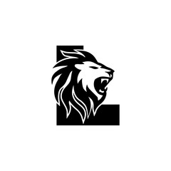 Letter A with Roaring Lion Logo, vector