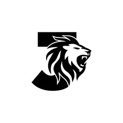 Letter J with Roaring Lion Logo, vector