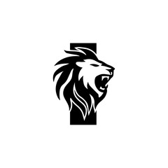Letter I with Roaring Lion Logo, vector