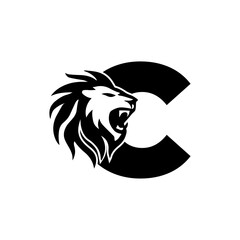 Letter C with Roaring Lion Logo, vector