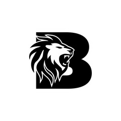 Letter B with Roaring Lion Logo, vector