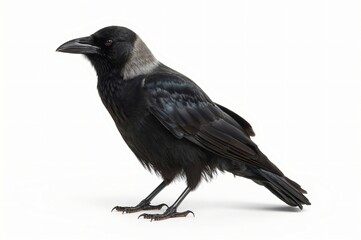 Hooded crow isolated white background studio shot
