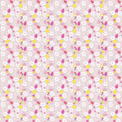 Cute Easter Bunny and Egg Seamless Vector Pattern in Pink Pastel