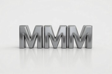 Metallic MMM letters, studio shot, white background, delicious