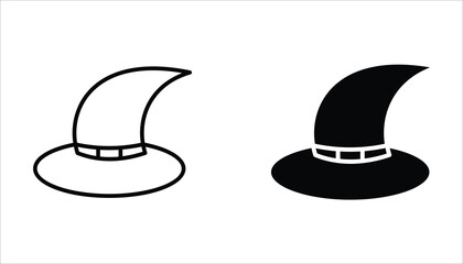 witch hat icon set, of vector icons isolated on a white background.