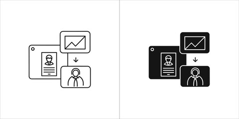 Business meeting and presentation icons with graph and people